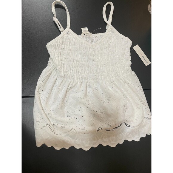 NEW Urban Romantics Women’s Spaghetti Strap OffWhite Blouse Lacey Semi Sheer L - Picture 11 of 11